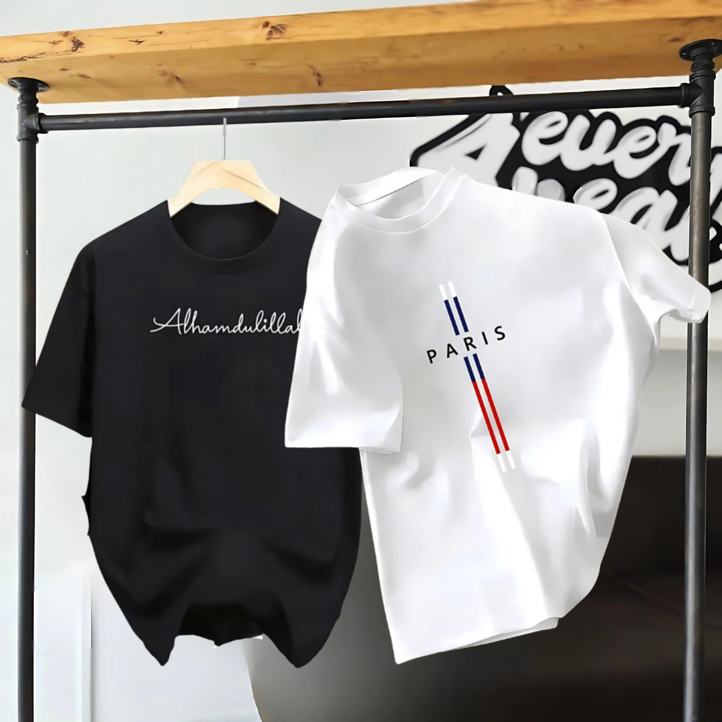 Drop Shoulder 2 Combo - Alhamdulillah Black + Paris White