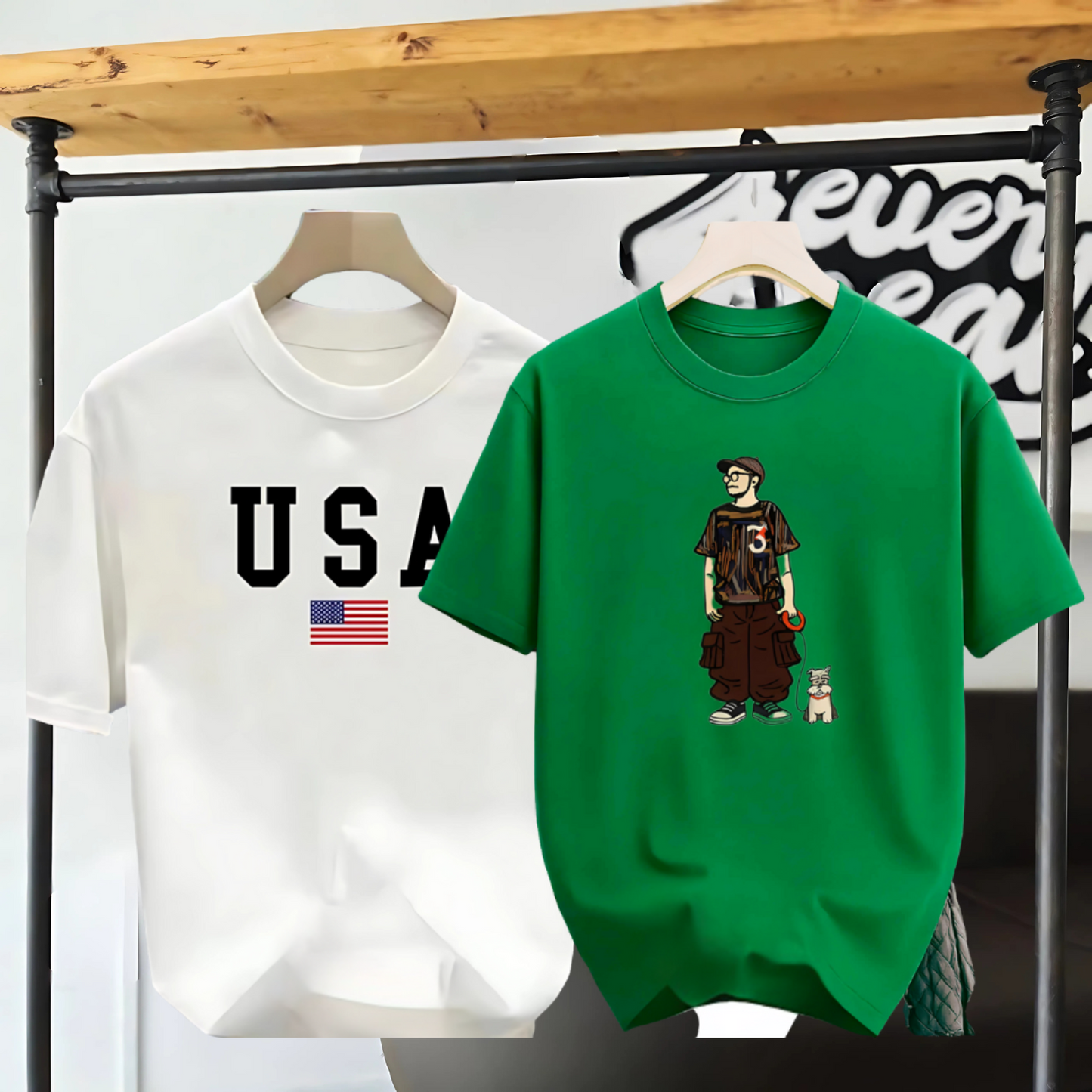 Drop Shoulder 2 Combo - Makuta Green + USA White