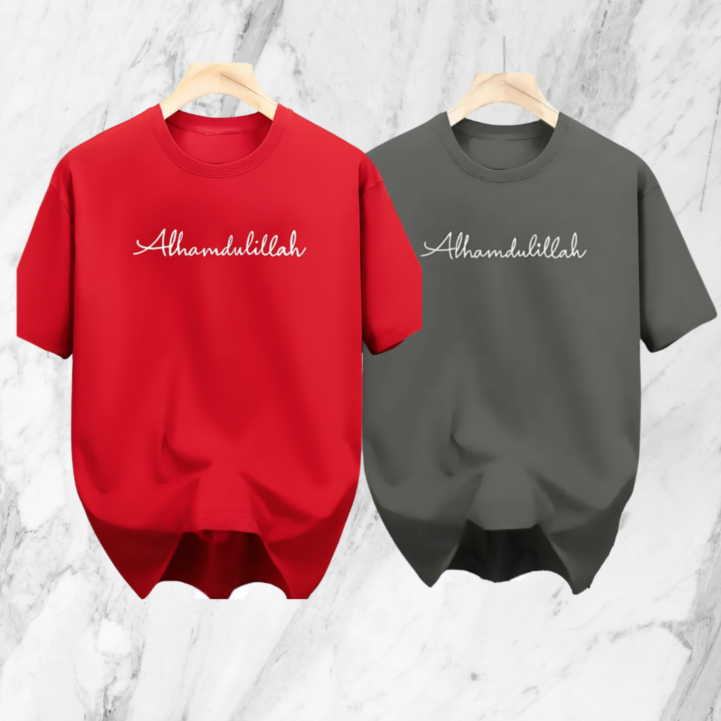 Drop Shoulder 2 Combo - Alhamdulillah Red, Alhamdulillah Ash