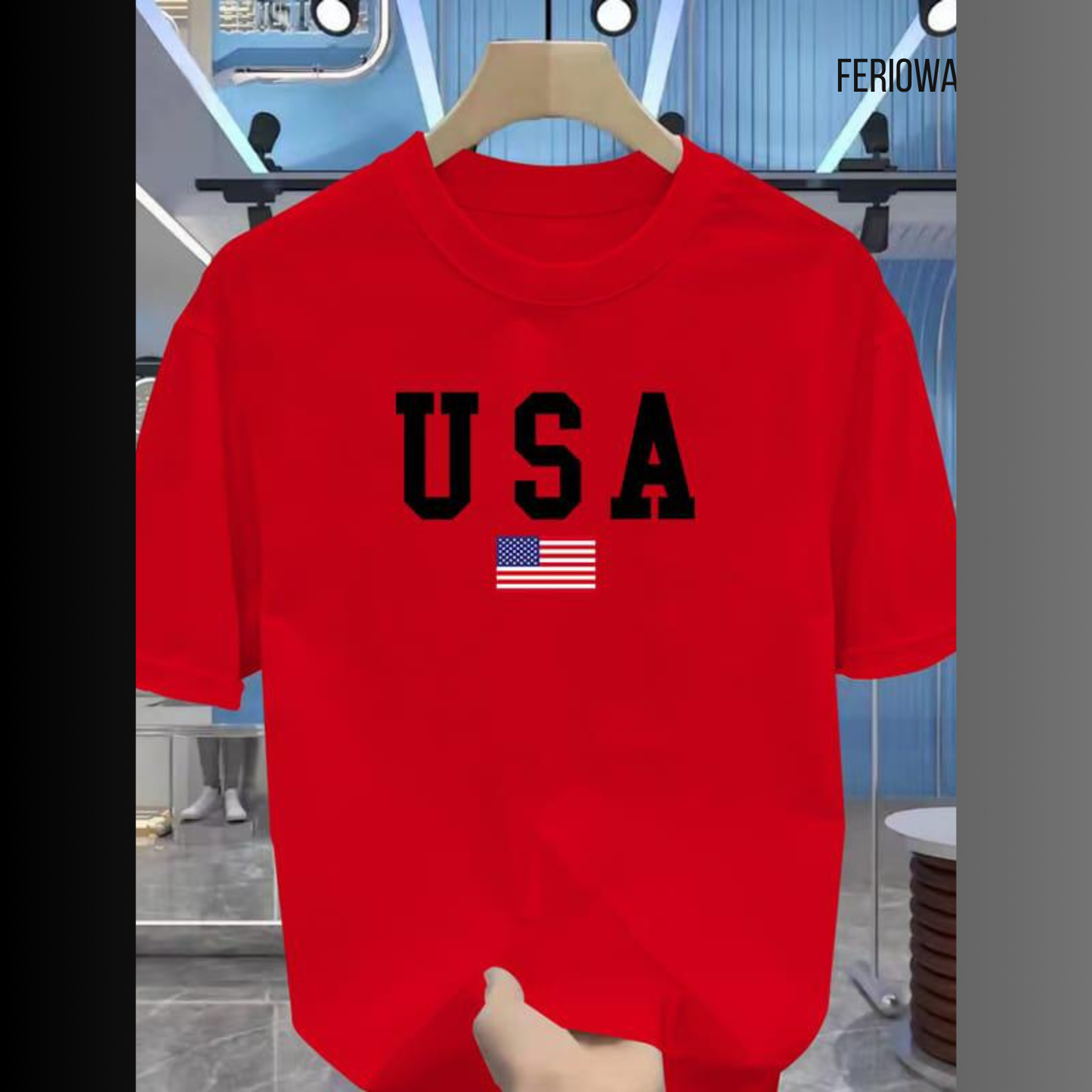 Drop Shoulder T Shirt - USA Red