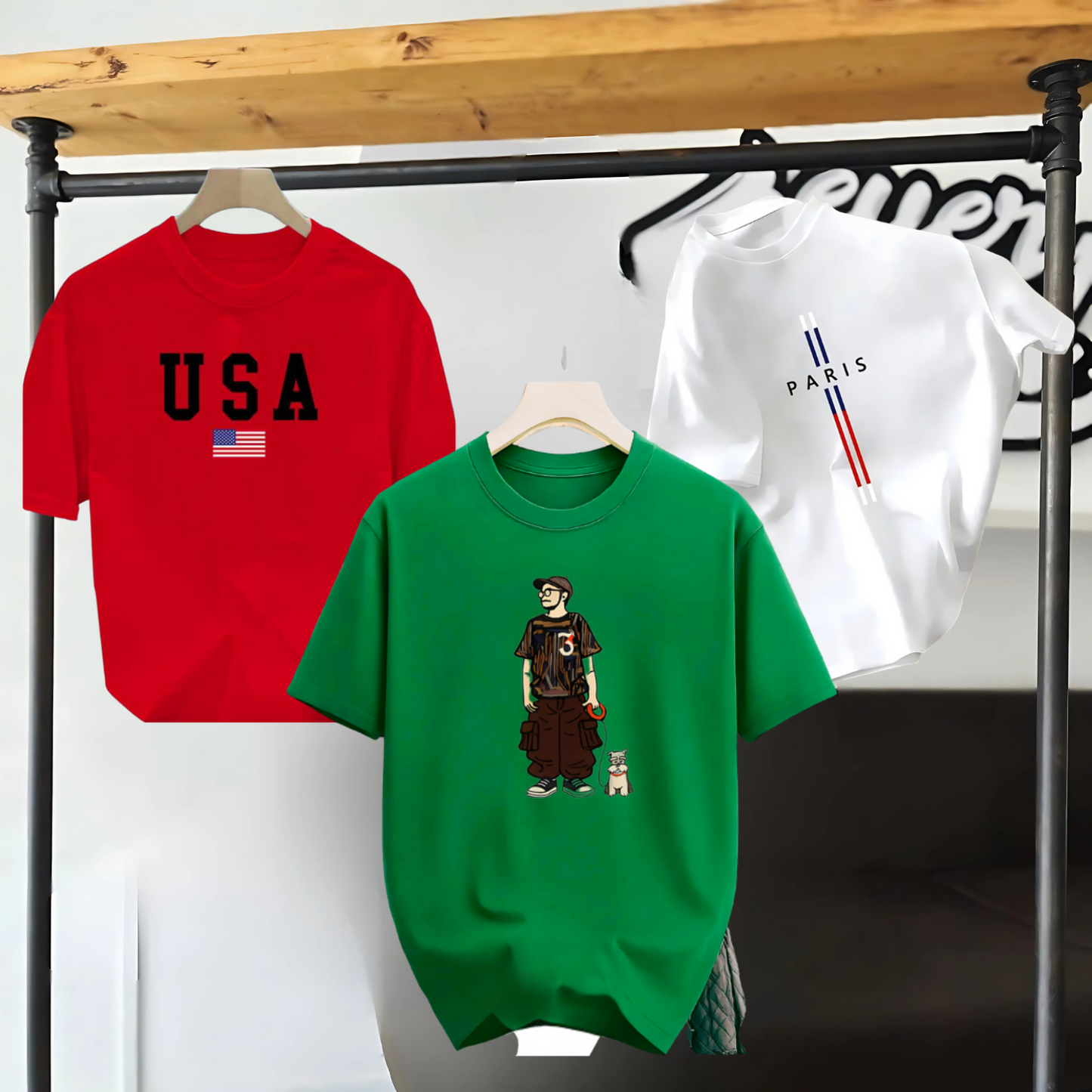 Drop Shoulder 3 Combo - USA Red + Paris White + Makuta Green