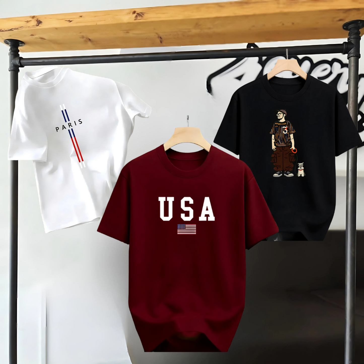 Drop Shoulder 3 Combo - USA Marron + Paris White + Makuta Black