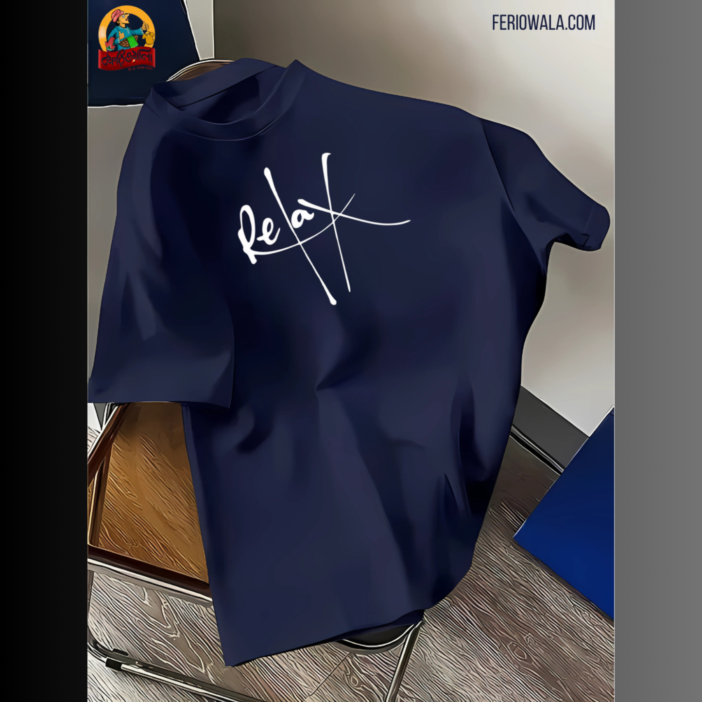 Drop Shoulder T Shirt – Relax Navy