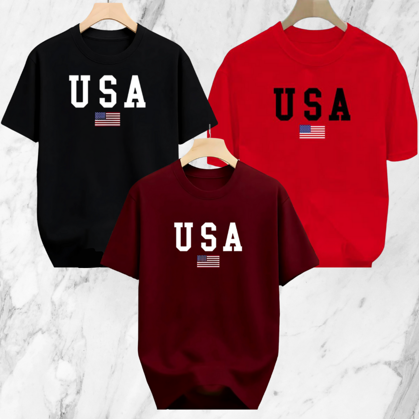 Drop Shoulder 3 Combo - USA Black, USA Red, USA Marron