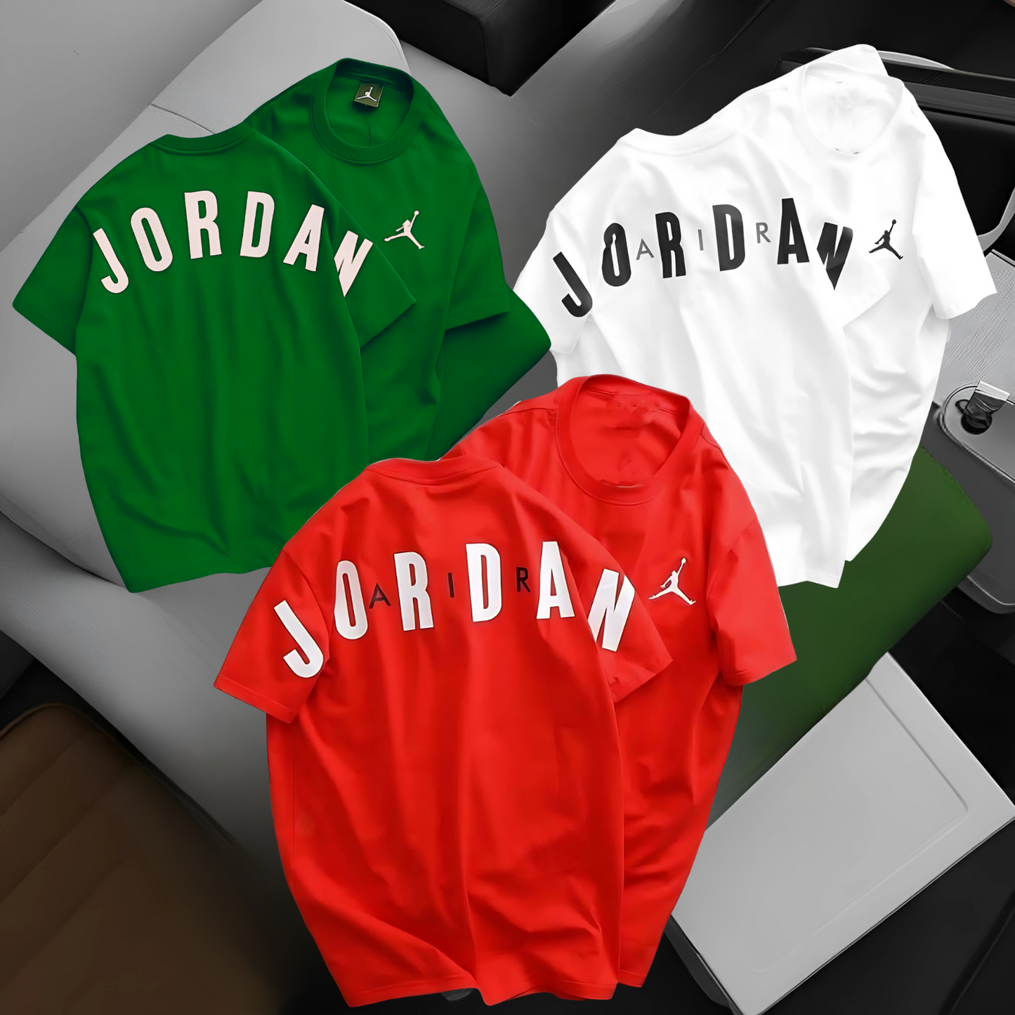 Jordan Sports T Shirt Combo 3 - Red + White + Green