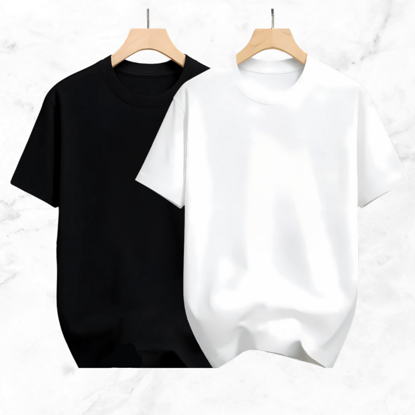 Drop Shoulder Solid T Shirt 2 Combo - Black, White