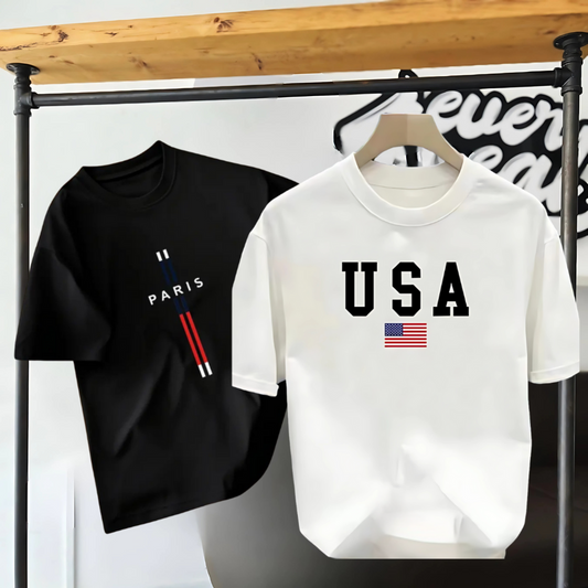 Drop Shoulder 2 Combo - USA White + Paris Black