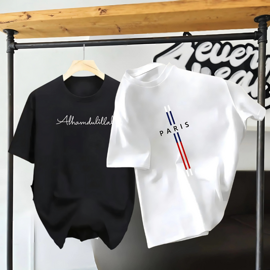 Drop Shoulder 2 Combo - Alhamdulillah Black + Paris White