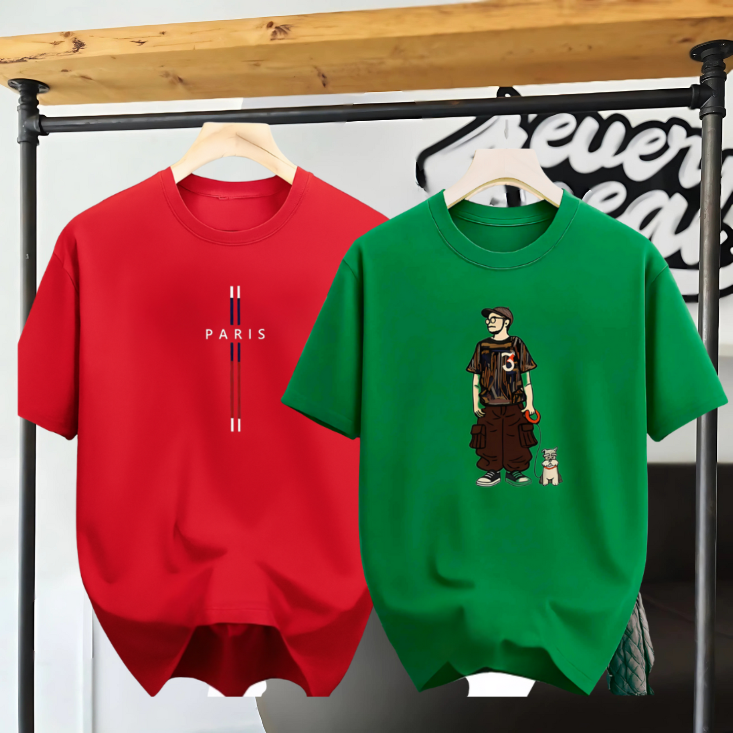 Drop Shoulder 2 Combo - Makuta Green + Paris Red