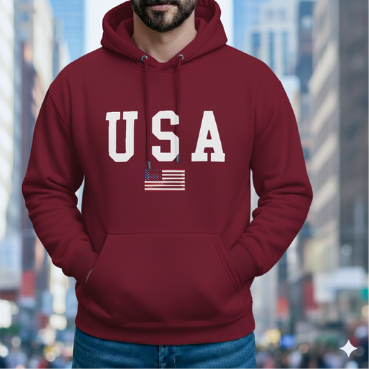 Classic Hoodie - USA Marron