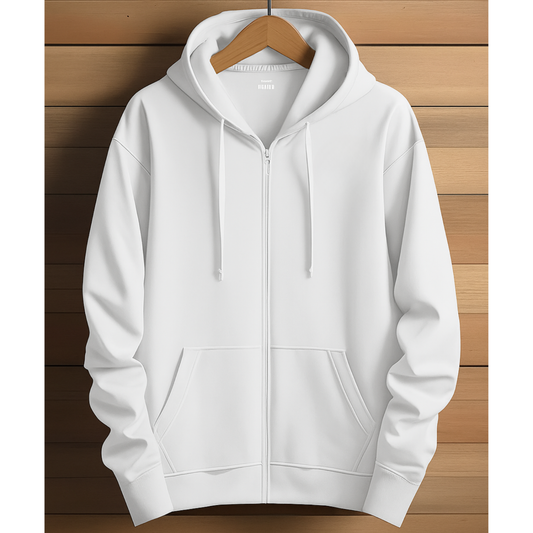 Zipper Hoodie Solid - White