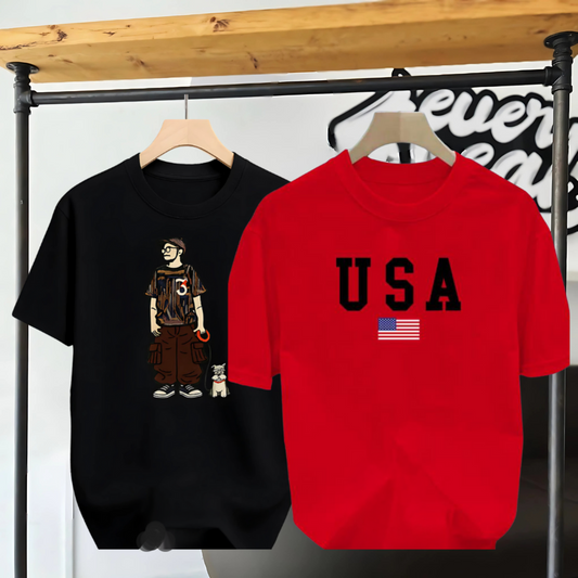 Drop Shoulder 2 Combo - Makuta Black + USA Red