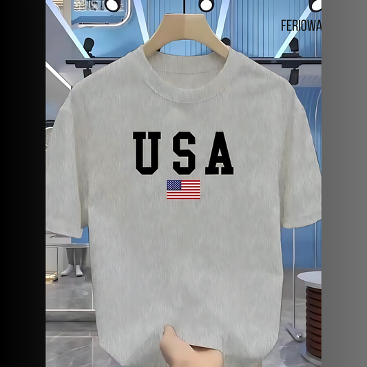 Drop Shoulder T Shirt – USA Grey