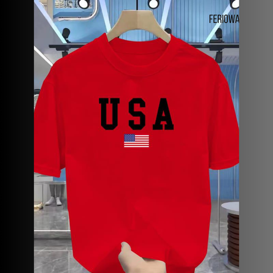 Drop Shoulder T Shirt – USA Red