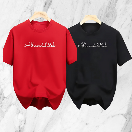 Drop Shoulder 2 Combo - Alhamdulillah Red, Alhamdulillah Black