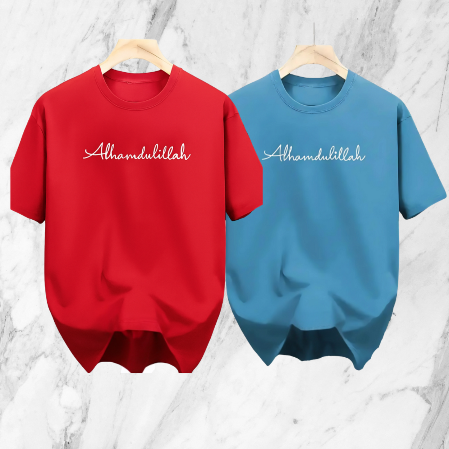 Drop Shoulder 2 Combo - Alhamdulillah Red, Alhamdulillah Blue