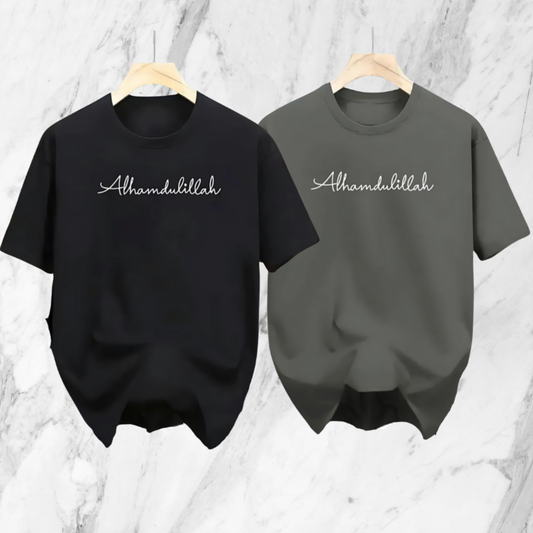 Drop Shoulder 2 Combo - Alhamdulillah Black, Alhamdulillah Ash