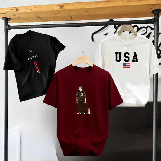 Drop Shoulder 3 Combo - USA White + Paris Black + Makuta Marron