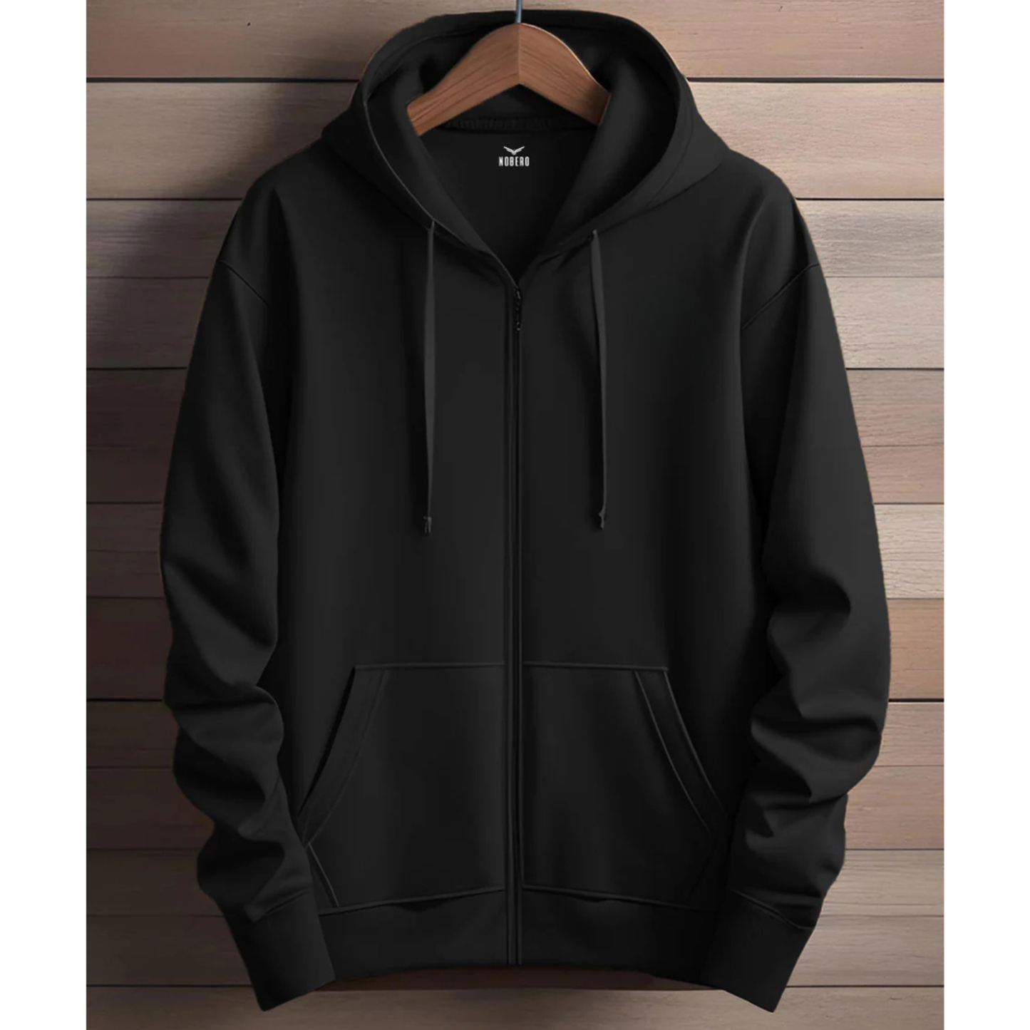 Zipper Hoodie Solid - Black