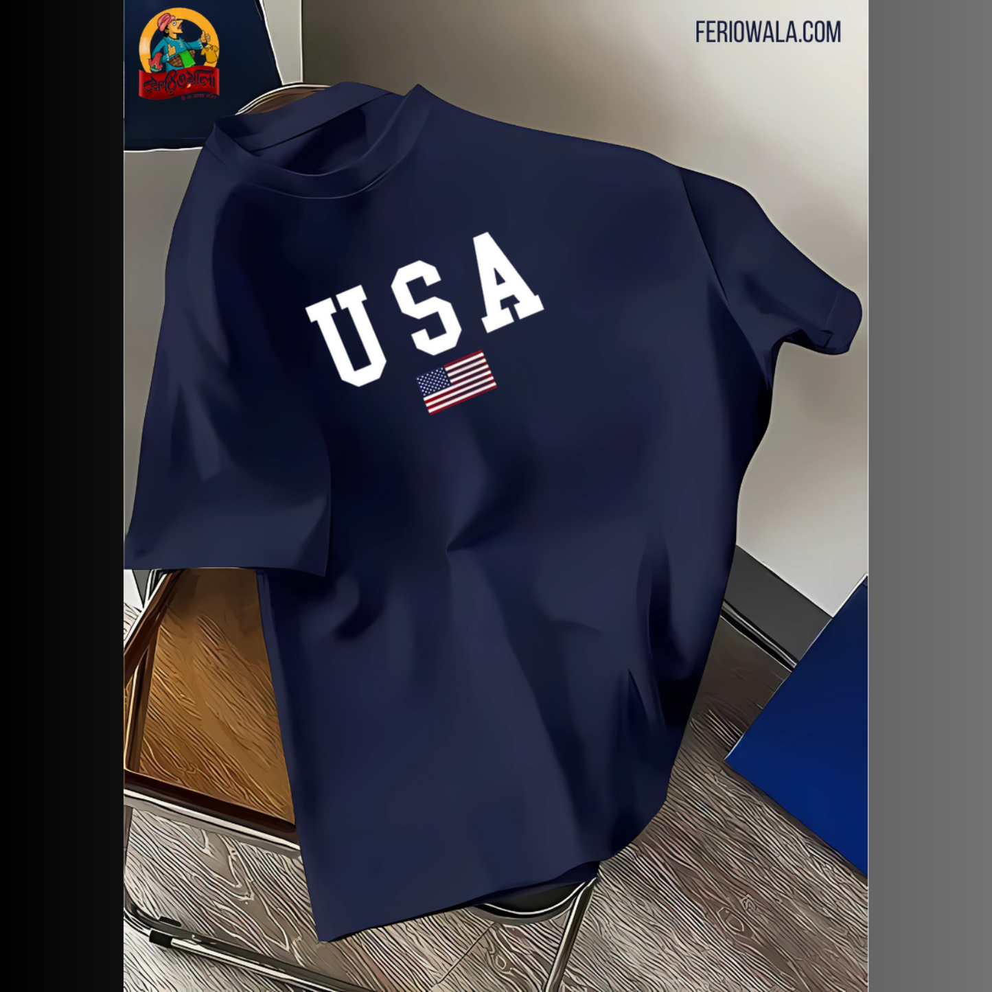 Drop Shoulder T Shirt – USA Navy