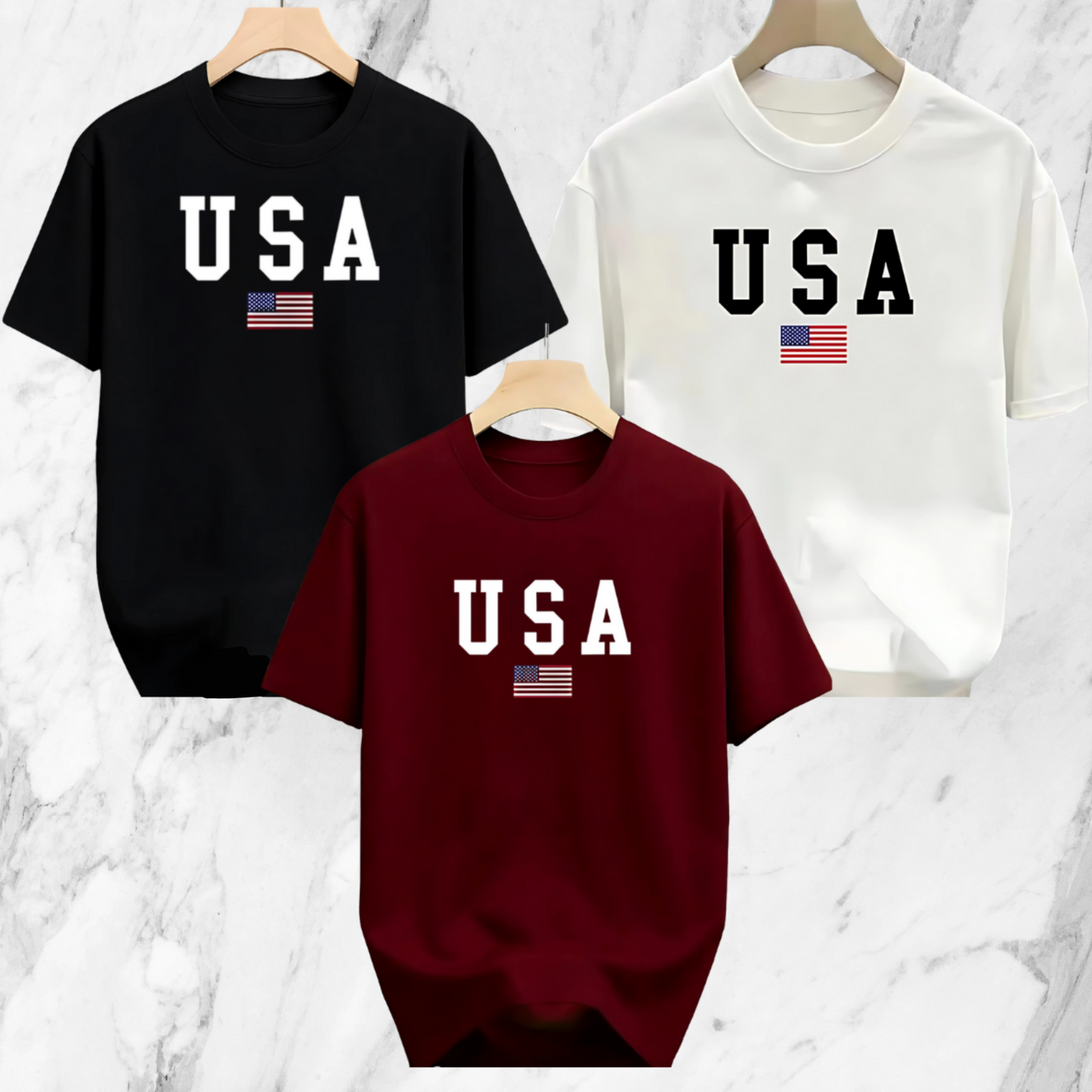 Drop Shoulder 3 Combo - USA Black, USA White, USA Marron