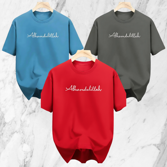 Drop Shoulder 3 Combo - Alhamdulillah Red, Alhamdulillah Ash, Alhamdulillah Blue