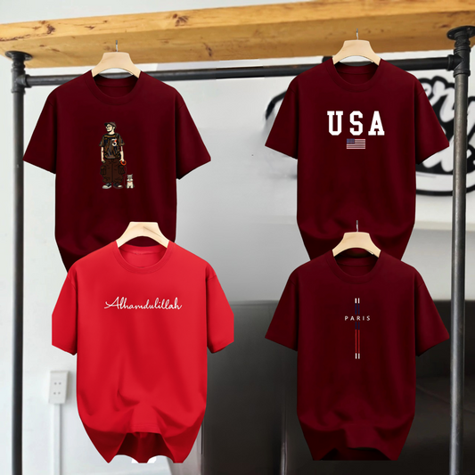 Drop Shoulder 4 Combo - USA Marron + Paris Marron + Makuta Marron + Alhamdulillah Red