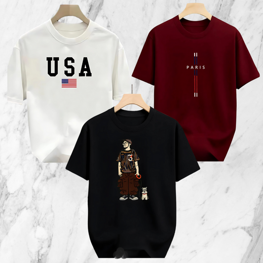 Drop Shoulder 3 Combo - Paris Marron, USA White, Makuta Black