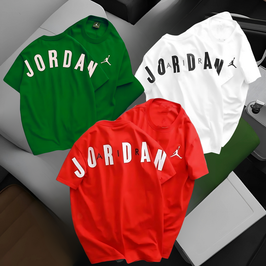 Jordan Sports T Shirt Combo 3 - Red + White + Green