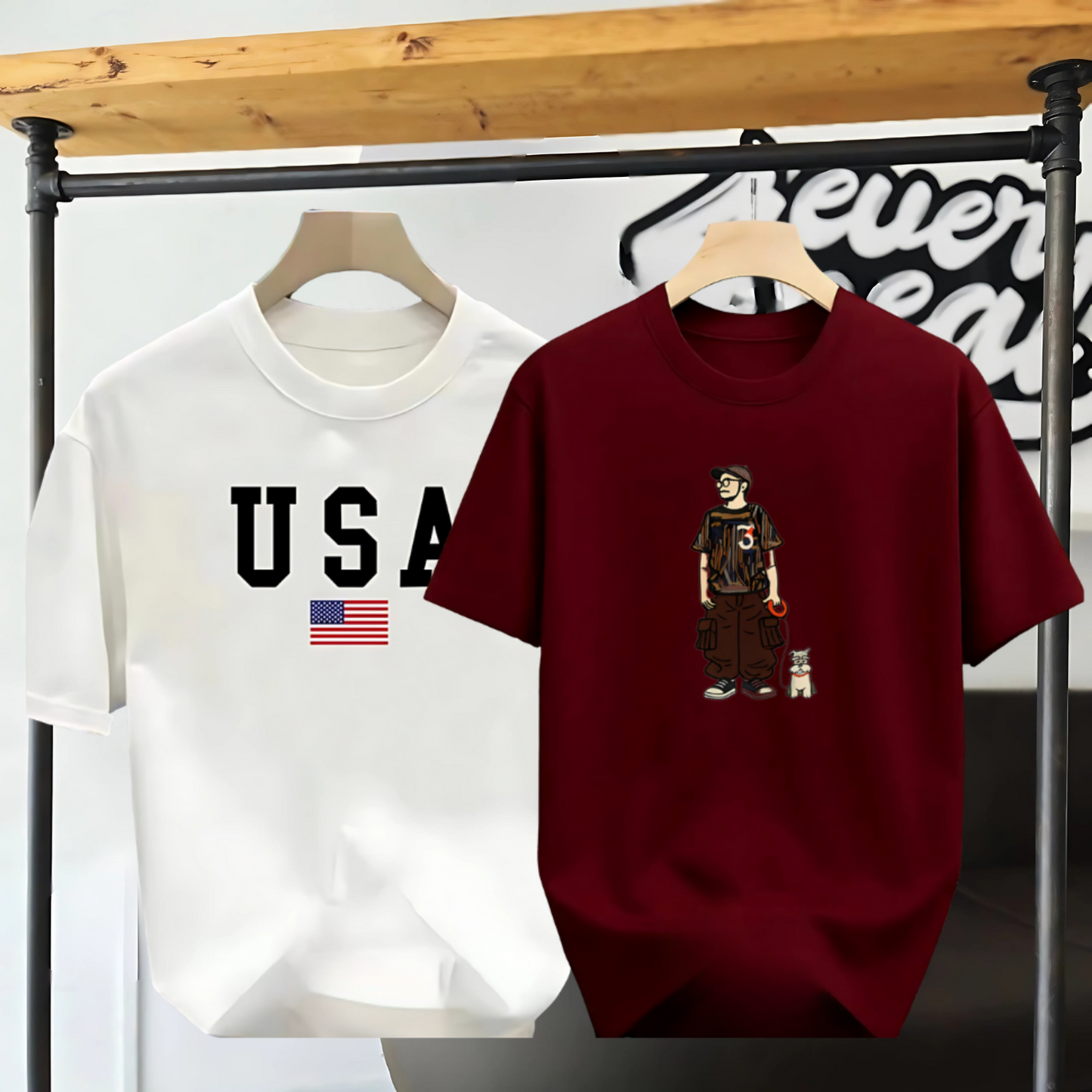 Drop Shoulder 2 Combo - Makuta Marron + USA White