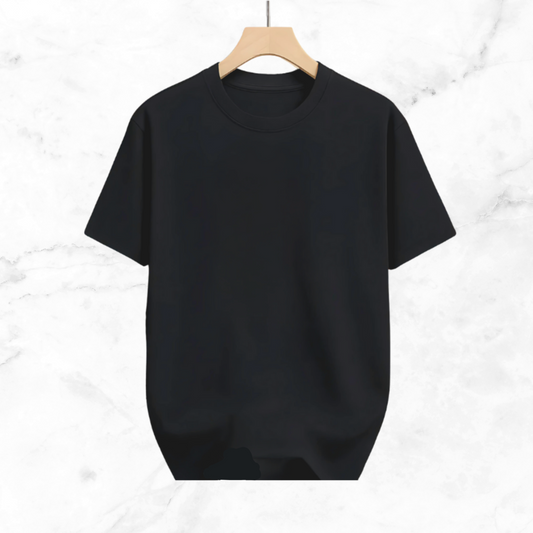 Drop Shoulder Solid T Shirt - Black