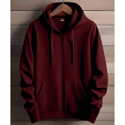 Zipper Hoodie Solid - Deep Marron
