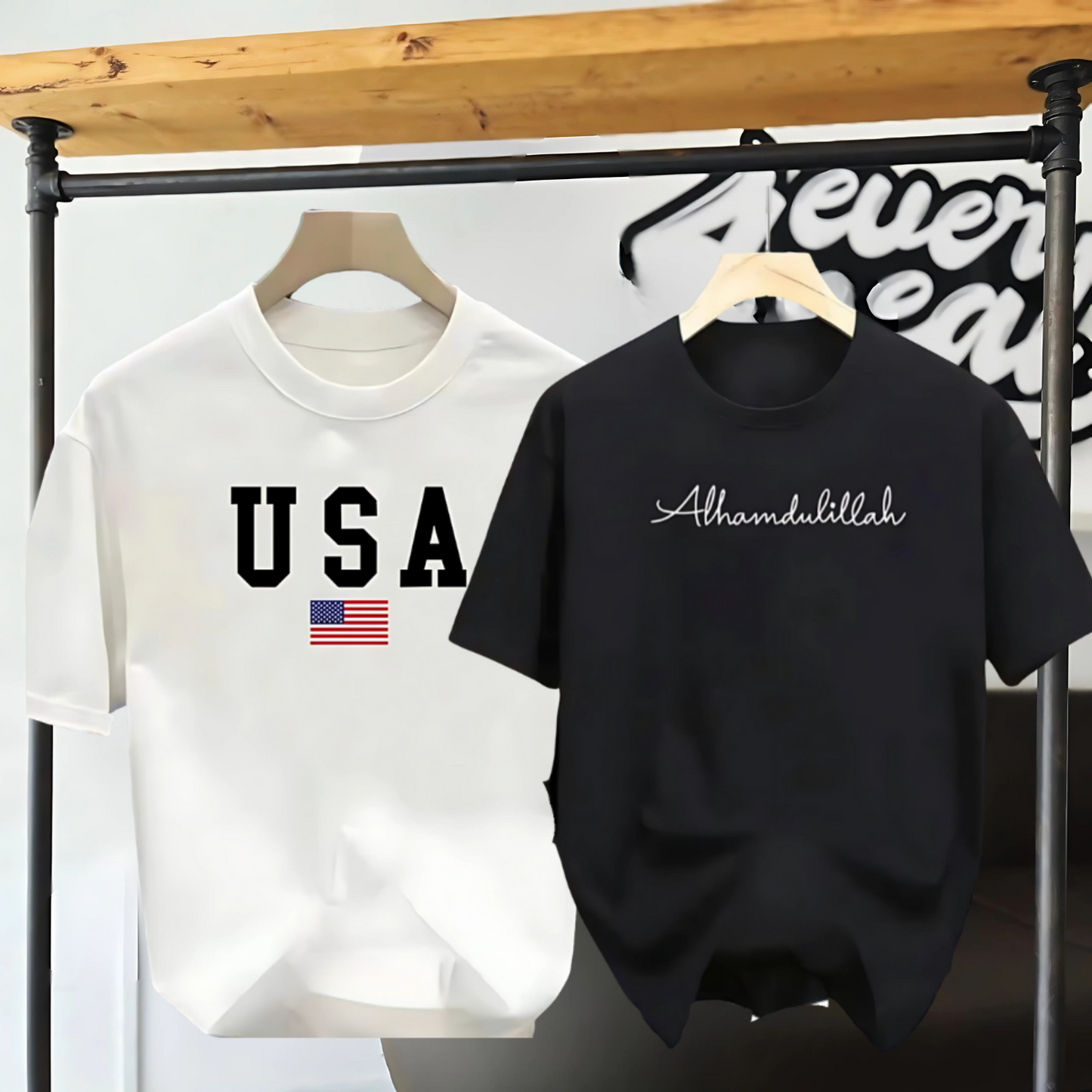 Drop Shoulder 2 Combo - Alhamdulillah Black + USA White