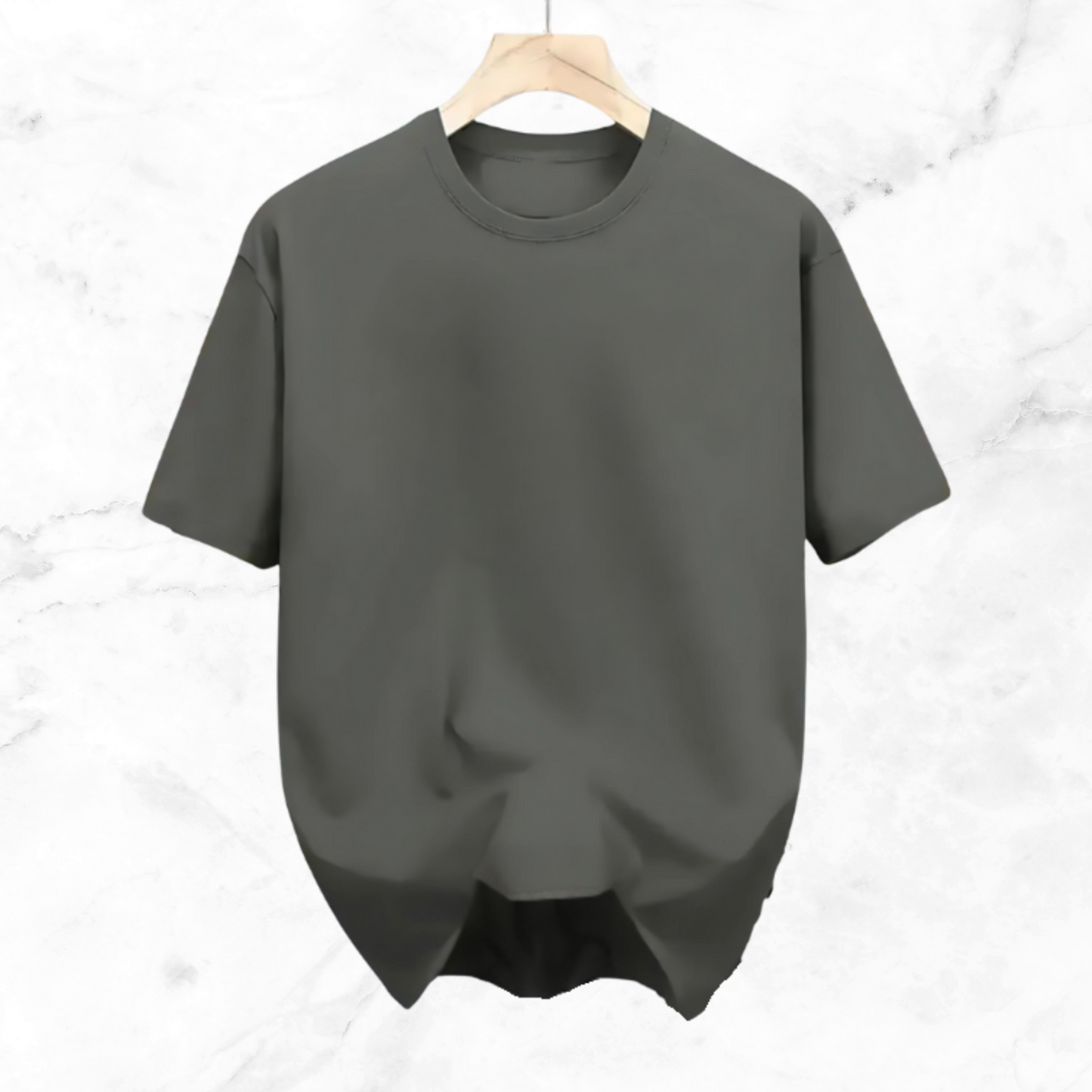 Drop Shoulder Solid T Shirt - Ash