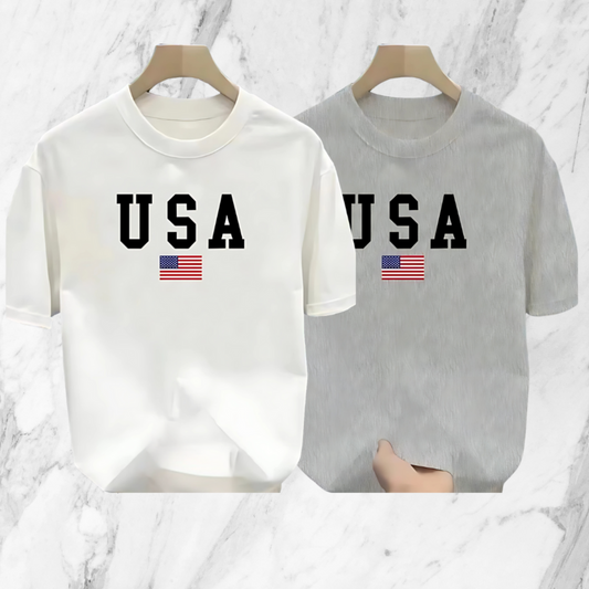 Drop Shoulder 2 Combo - USA White, USA Grey