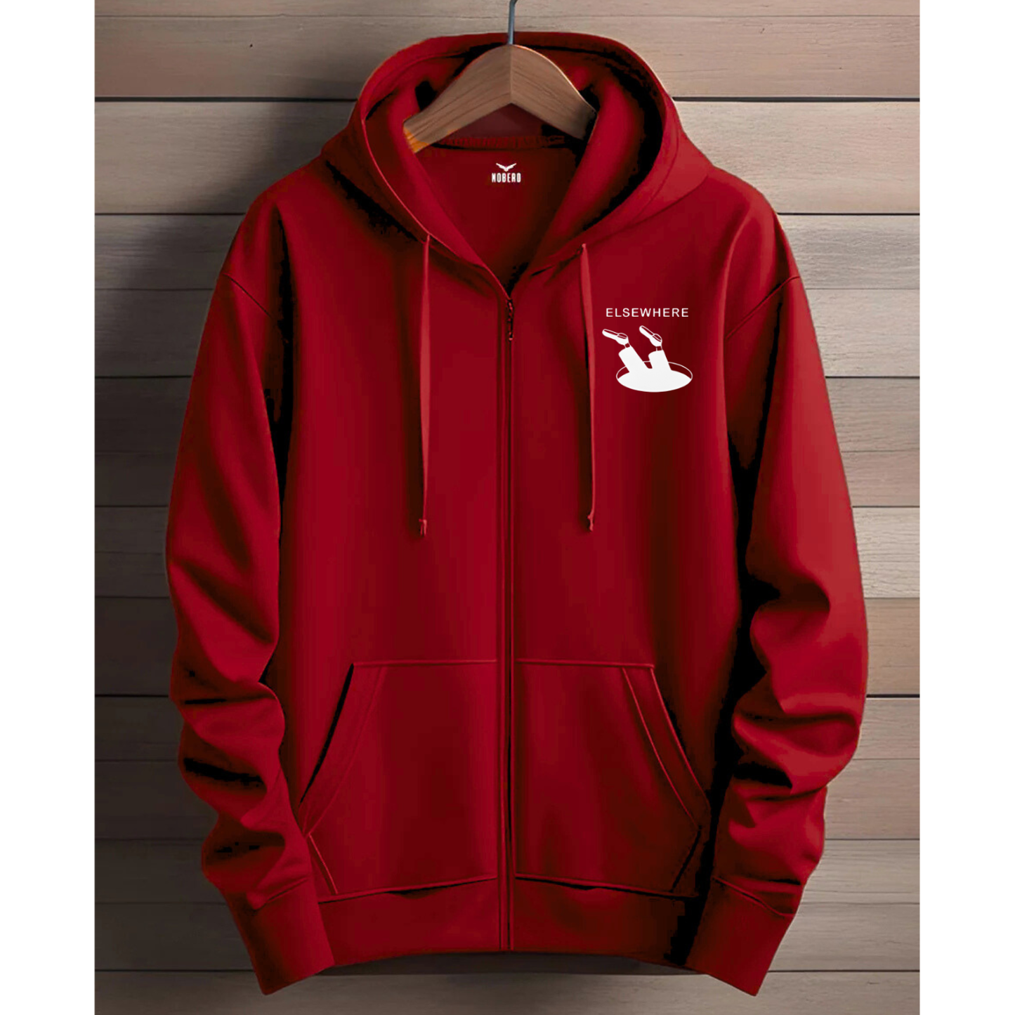 Zipper Hoodie - Red Elsewhere