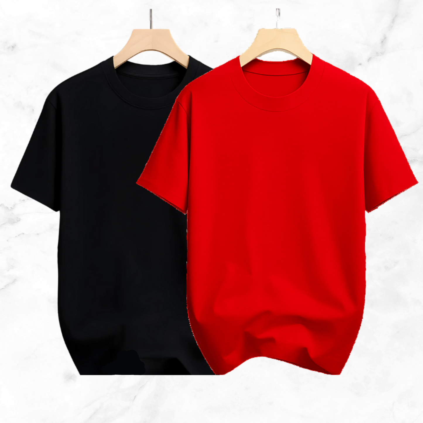 Drop Shoulder Solid T Shirt 2 Combo -  Black, Red