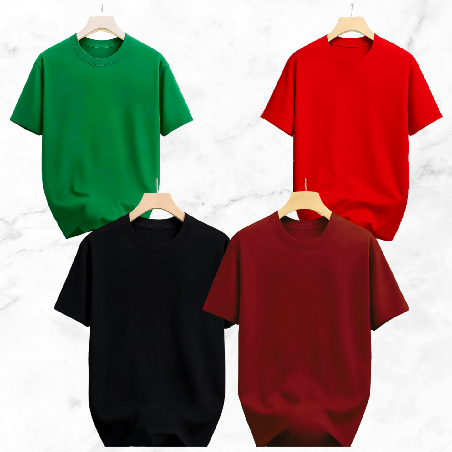 Drop Shoulder Solid T Shirt 4 Combo - Black, Red, Maroon, Green