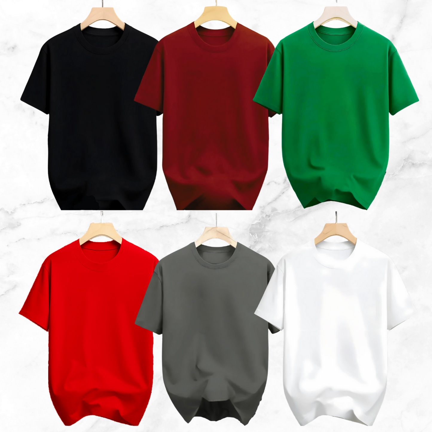 Drop Shoulder Solid 6 Colour T Shirt - Black, White, Red, Marron, Green, Ash