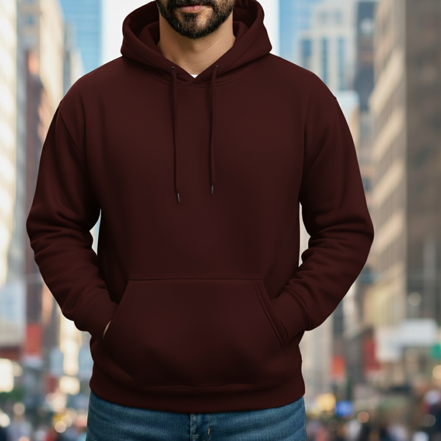Classic Hoodie Solid - Deep Maroon