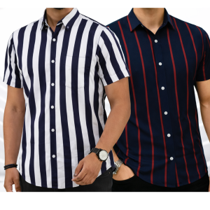 Mens half sleeve Strip shirt