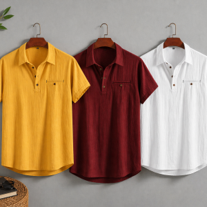Henley Style Short Sleeve Shirt (Collar Version)