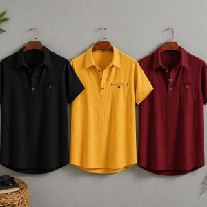 Henley Style Short Sleeve Shirt (Collar Version)