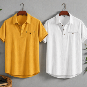Henley Style Short Sleeve Shirt (Collar Version)