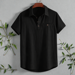 Henley Style Short Sleeve Shirt (Collar Version)