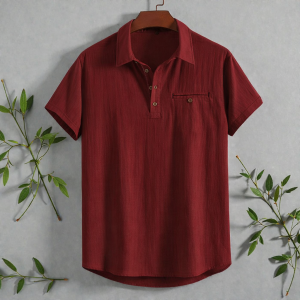 Henley Style Short Sleeve Shirt (Collar Version)